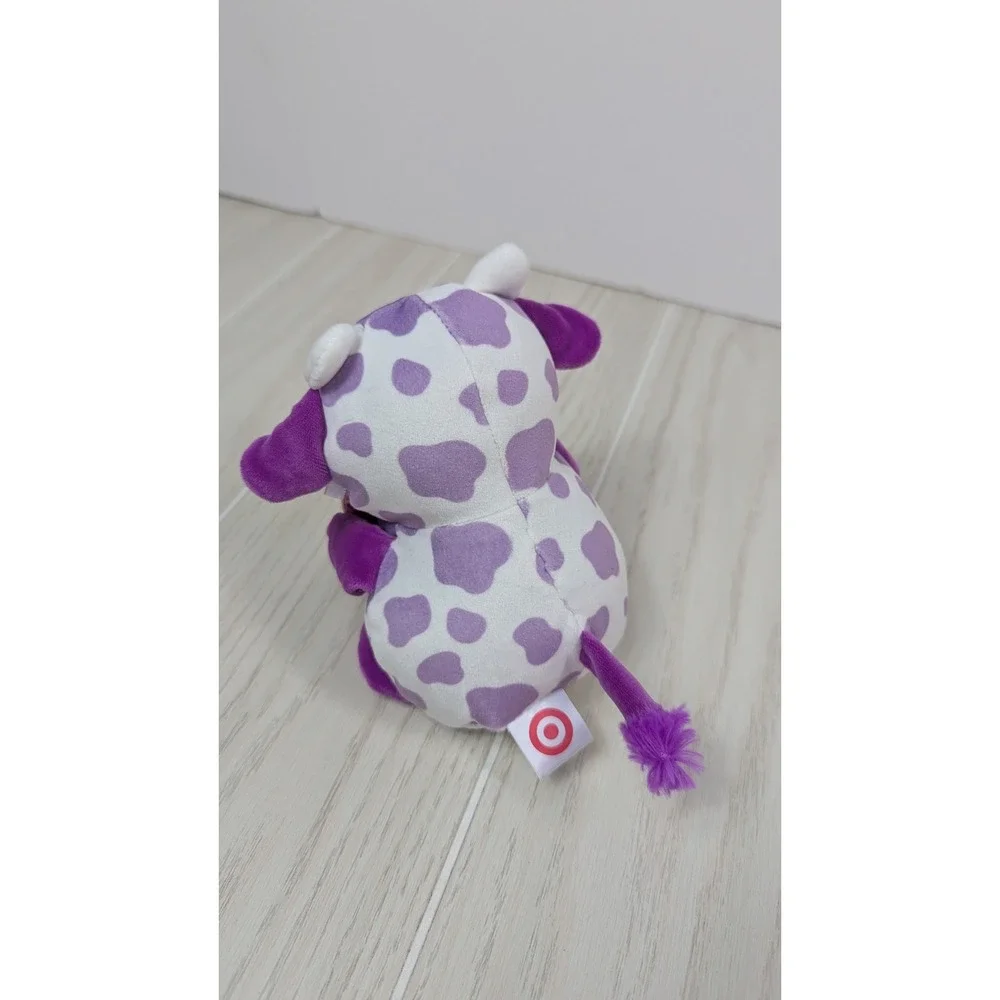 Target Animal Adventures Purple Spotted Cow Squishy Plush Pink Heart